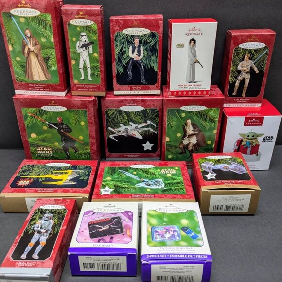 HALLMARK KEEPSAKE Ornament Lot STAR WARS Yoda Solo Obi-Wan Maul Naboo Fett Leia - Picture 1 of 6